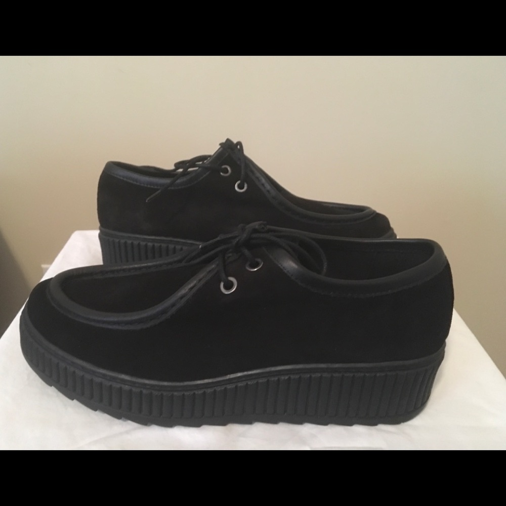 Shelleys of London “Kyra” Blk Suede Creeper Shoes